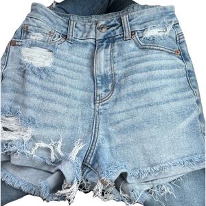 American Eagle Outfitters Light Blue Distressed Jean Shorts